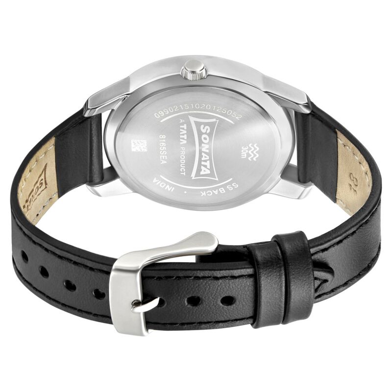 Sonata Multifunctions White Dial Women Watch With Leather Strap - image number 3