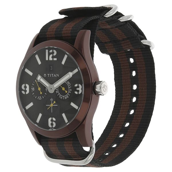 Titan Quartz Multifunction Black Dial Nylon Strap Watch for Men - image number 1