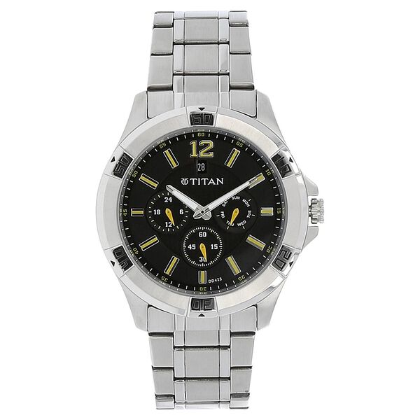 Titan Quartz Analog Black Dial Stainless Steel Strap Watch for Men - image number 0