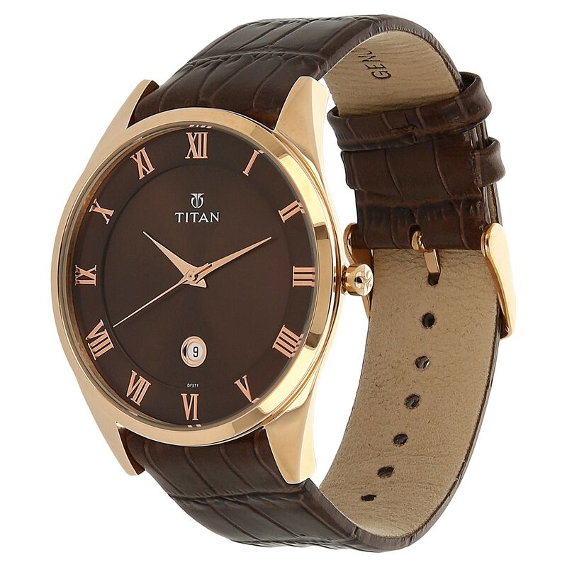 Titan Analog Brown Dial with Date Leather Strap watch for Men - image number 1