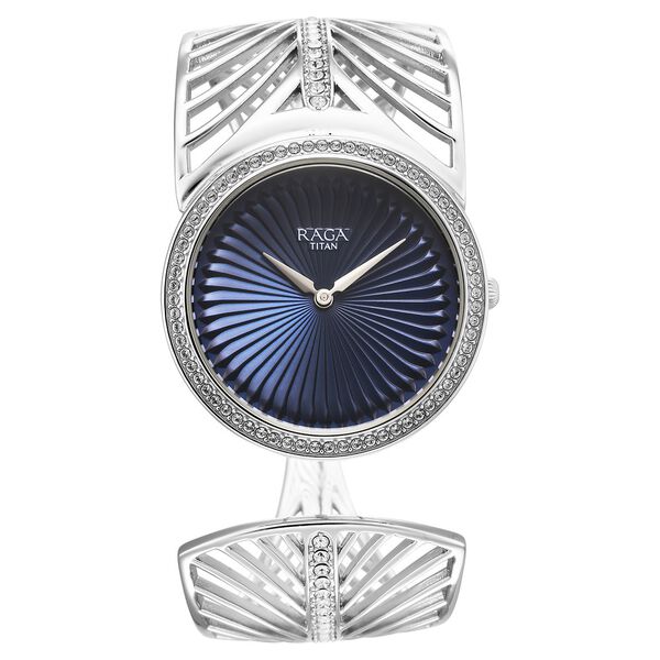 Titan Raga Silver Quartz Analog Blue Dial With Sterling Silver Metal Strap And Case Watch For Women (Large) - image number 1