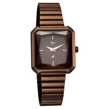 Vyb Flare By Fastrack Quartz Analog Brown Dial Brown Stainless Steel Strap Watch For Girls