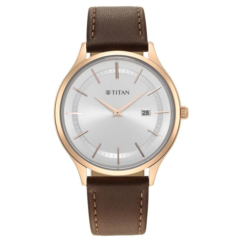 Titan Classique Slimline Silver Dial Analog with Date Leather Strap watch for Men - image number 1