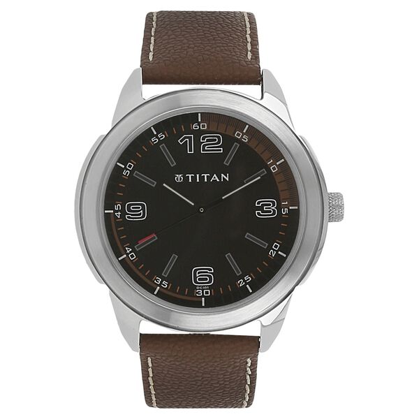 Titan Quartz Analog Black Dial Leather Strap Watch for Men - image number 0