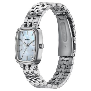 Sonata Festive Quartz Analog Mother Of Pearl Dial Silver Metal Strap Watch For Women
