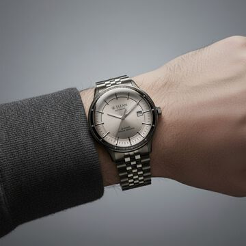 Titan Weekender 60 Hours Power Reserve Concealed Automatic Analog Gun Dial Dark Gun Stainless Steel Strap Watch for Men