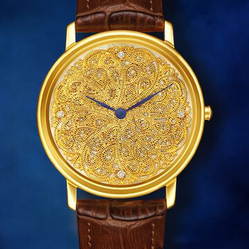 Titan Nebula Filigree Quartz Analog 18 Karat Solid Gold Watch for Men