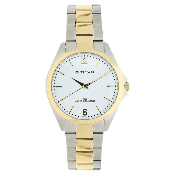 Titan Quartz Analog White Dial Metal Strap Watch for Men - image number 0