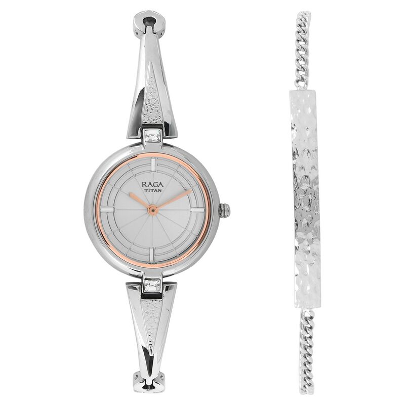 Titan Raga Espana Silver Dial Women Watch With Metal Strap