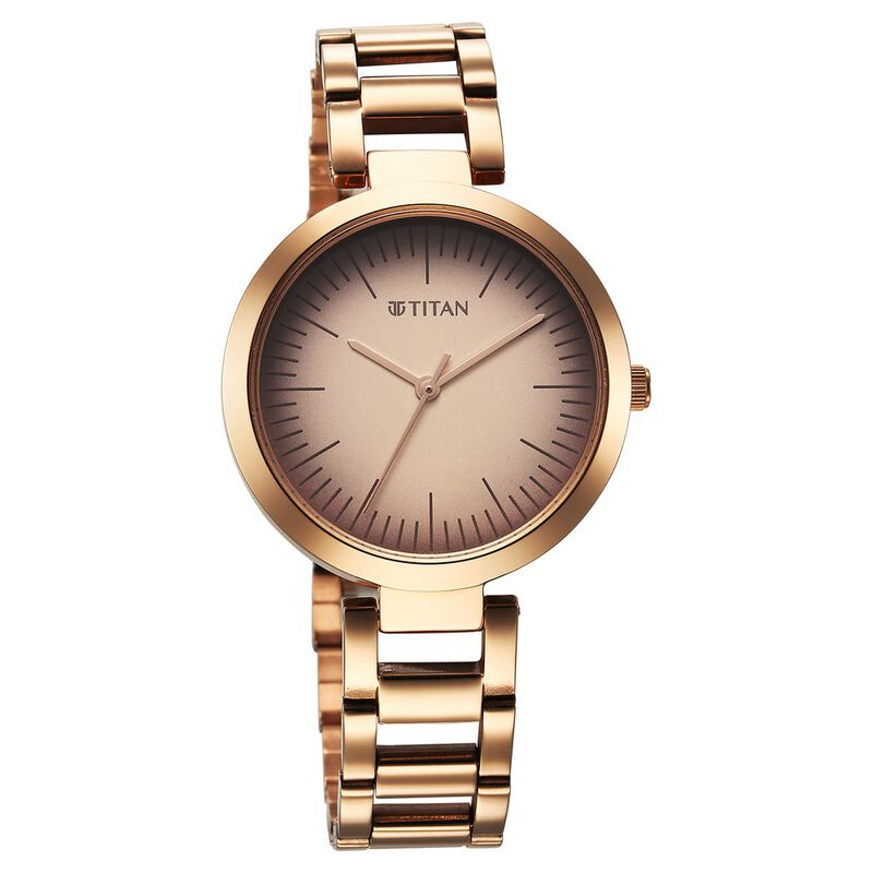 Titan Workwear Quartz Analog Beige Dial Rose Gold Stainless Steel Strap Watch for Women - image number 1