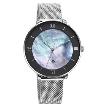 Titan Workwear Mother Of Pearl Dial Analog Stainless Steel Strap watch for Women