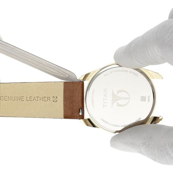 20 mm Tan Genuine Leather Strap for Men - image number 5
