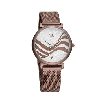 Fastrack Vyb Seeker Quartz Analog Silver Dial Stainless Steel Strap Watch for Girls