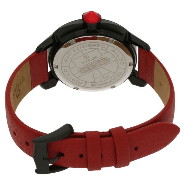 Titan Quartz Analog Solar Black Dial Leather Strap Watch for Women - image number 3