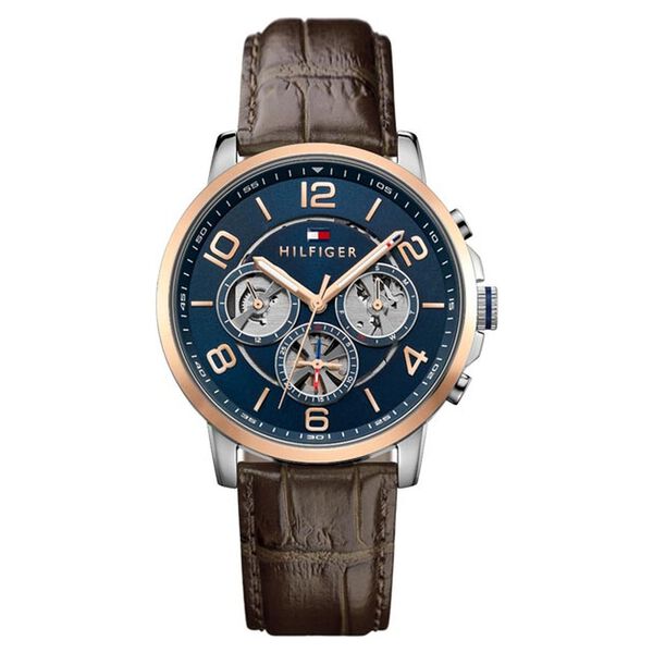 Tommy Hilfiger Quartz Multifunction Blue Dial Leather Strap Watch for Men - image number 0
