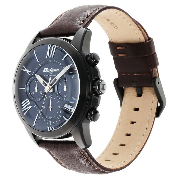 Titan Quartz Chronograph Blue Dial Leather Strap Watch for Men - image number 2