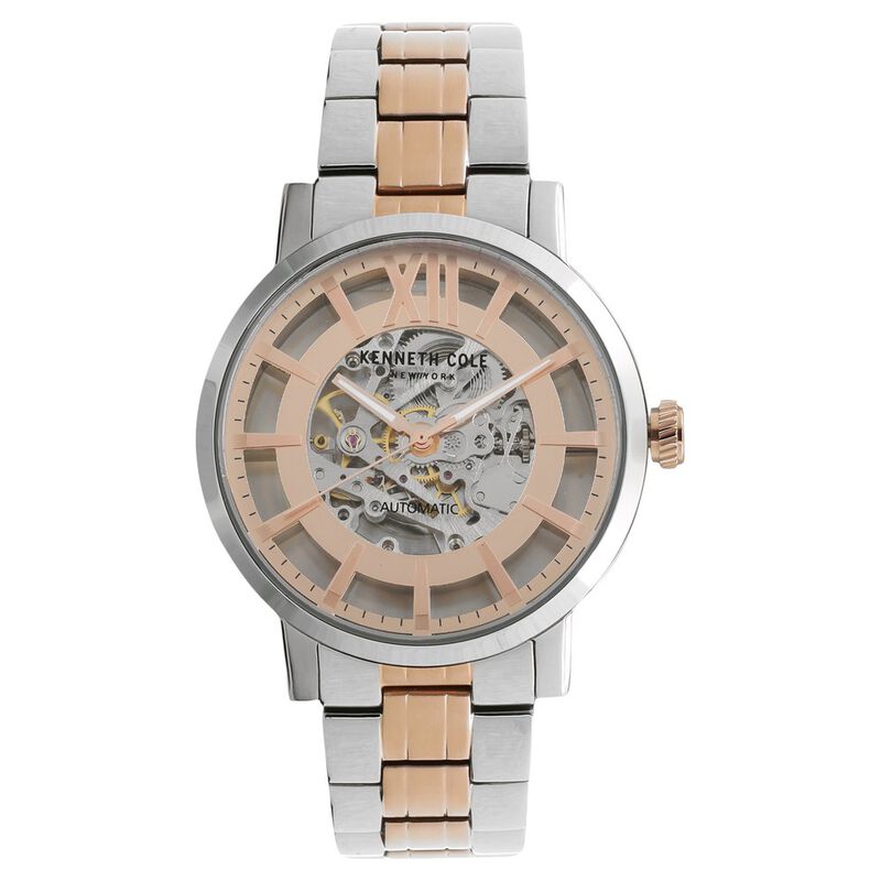 Kenneth Cole Automatic Rose Gold Dial Stainless Steel Strap Watch for Men