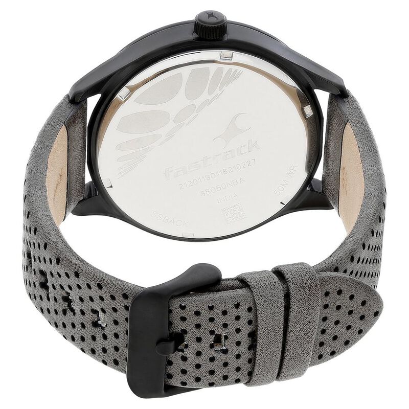Fastrack Loopholes Quartz Analog with Date Black Dial Leather Strap Watch for Guys - image number 4