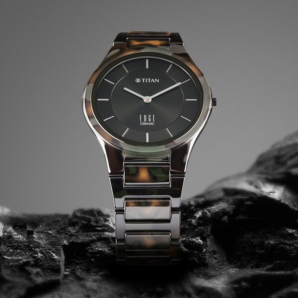 Titan Ceramic Camo Quartz Analog Green Dial Ceramic Strap Watch For Men - image number 0
