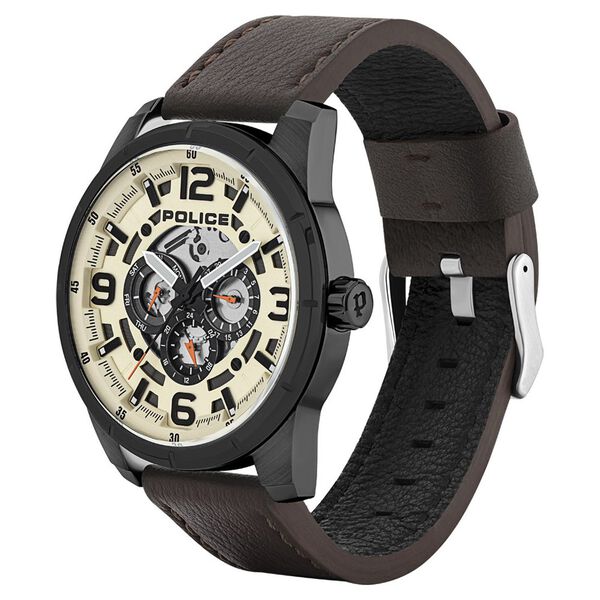Police Quartz Multifunction Beige Dial Leather Strap Watch for Men - image number 1