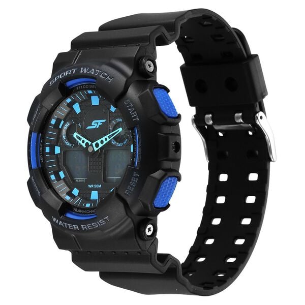 SF Vigour Quartz Digital Analog Digital Black Dial With Black Color Plastic Strap Watch For Unisex - image number 2