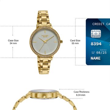 Poze By Sonata Quartz Analog White Dial Golden Stainless Steel Strap Watch For Women