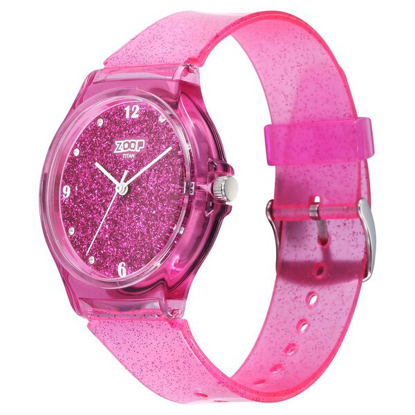 Zoop Glitter Analog Watch with Pink Dial & Pink Strap for Girls Kids, from House of Titan - image number 2