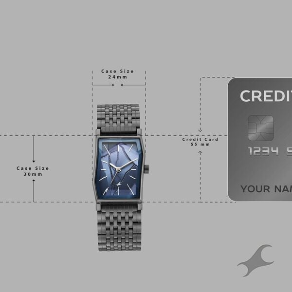 Fastrack Oceanyx 2.0 Analog Watch for Women with Dark Blue Dial & Gun Metal Strap - image number 3