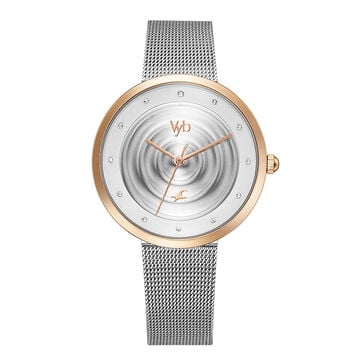 Fastrack Vyb Manifester Quartz Analog Silver Dial Stainless Steel Strap Watch for Girls