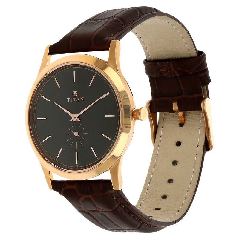 Titan Analog Black Dial Quartz Leather Strap watch for Men - image number 1