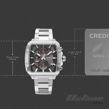 Octane Velocity Sporty Black Dial Tonneau Stainless Steel Watch For Men