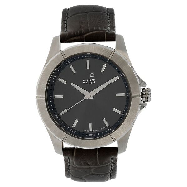 Xylys Swiss Analog Brown Leather Strap and Black Dial Watch For Men - image number 0