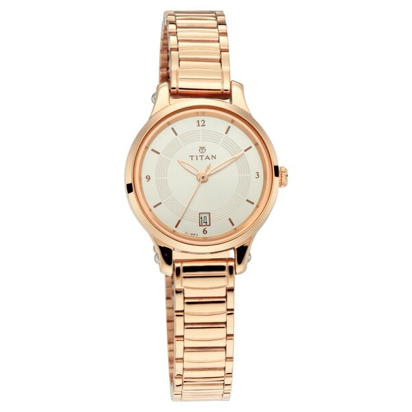 Titan Quartz Analog with Date Silver Dial Stainless Steel Strap Watch for Women - image number 0