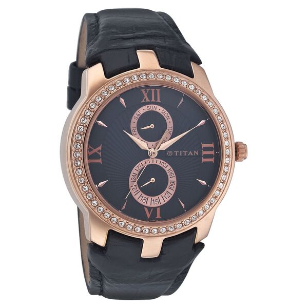 Titan Quartz Multifunction Black Dial Watch for Men
