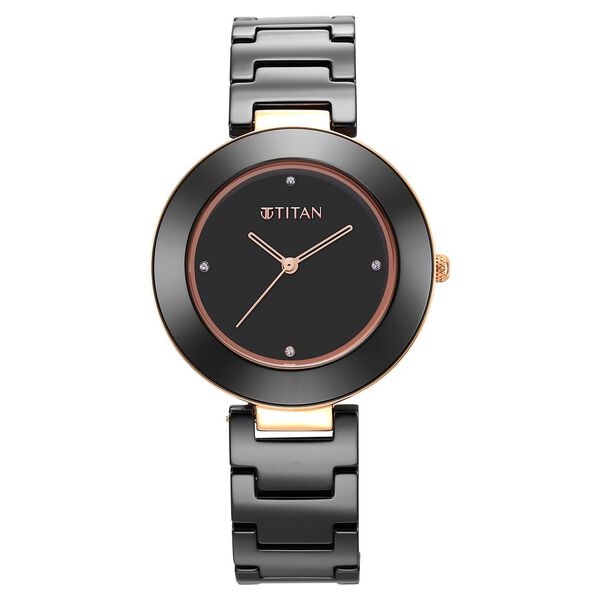 Titan Purple Ceramics Black Dial Analog Ceramic Strap watch for Women - image number 1
