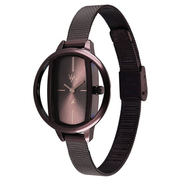 Vyb Charmer By Fastrack Quartz Analog Brown Dial Brown Stainless Steel Strap Watch For Girls - image number 4