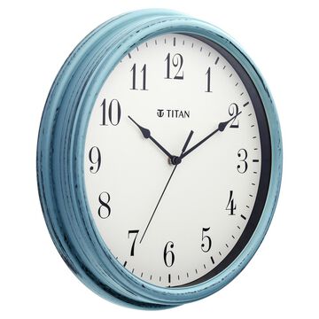 Titan Contemporary Distressed Finish White Wall Clock with Silent Sweep Technology - 32.5 cm x 32.5 cm (Medium)