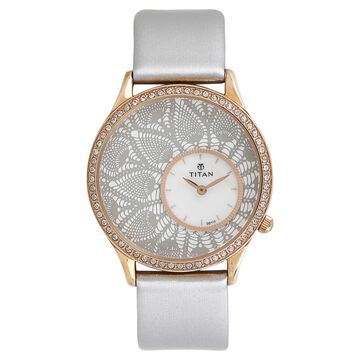 Titan Analog Mother of Pearl Dial Leather Strap watch for Women