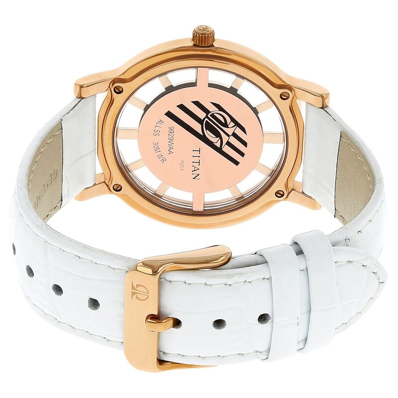 Titan Quartz Analog Mother of Pearl Dial Leather Strap Watch for Women - image number 3