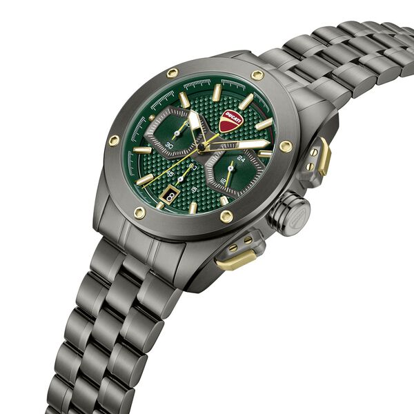Ducati Quartz Chronograph Green Dial Grey Stainless Steel Strap Watch For Men - image number 1
