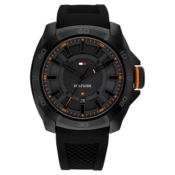 Tommy Hilfiger Quartz Analog with Date Black Dial Black Silicone Strap Watch for Men - image number 0