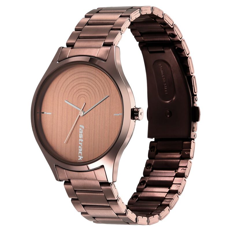 Fastrack Style Up Quartz Analog Brown Dial Stainless Steel Strap Watch for Guys - image number 3