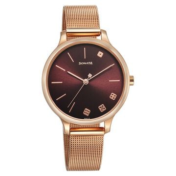 Sonata Play Maroon Dial Watch for Women