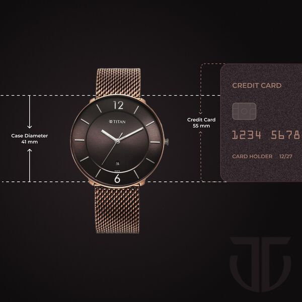 Titan Neo Splash Quartz Analog with Date Brown Dial Stainless Steel Strap Watch for Men - image number 2