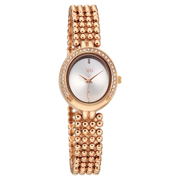 Vyb Iconique By Fastrack Quartz Analog Silver Dial Rose Gold Metal Strap Watch For Girls - image number 2