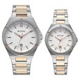 Titan Modern Bandhan Pair Analog with Black Dial Carnation Gold Stainless Steel Strap Watch for Couples