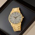 Titan Quartz Analog with Date Silver Round Dial Golden Stainless Steel Strap Watch For Men - image number 0