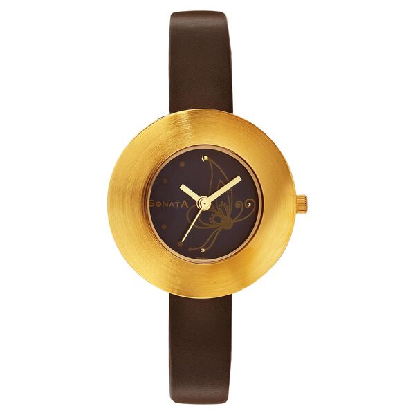Sonata Quartz Analog Blue Dial Leather Strap Watch for Women - image number 0