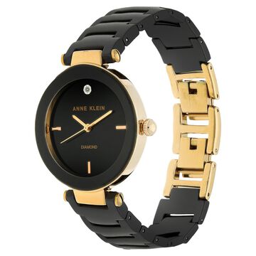 Anne Klein Quartz Analog Black Dial Black Ceramic Strap Watch For Women