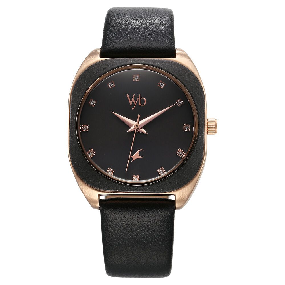 Buy Online Vyb Muse By Fastrack Quartz Analog Black Dial Leather